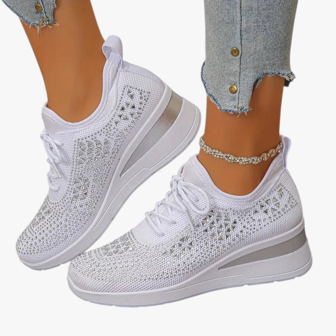 Dame Høje Glimmer Sneakers med Svangstøtte og Snøre
