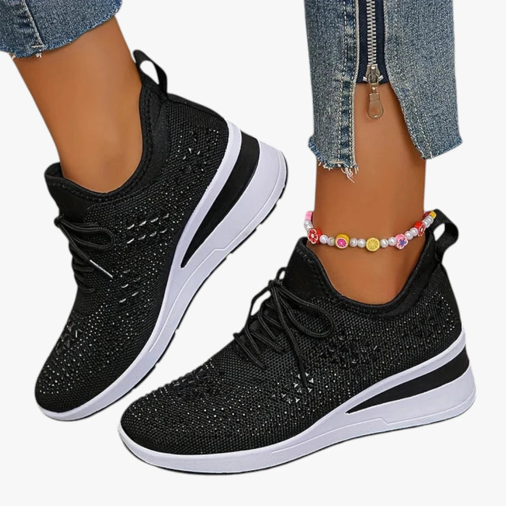 Dame Høje Glimmer Sneakers med Svangstøtte og Snøre