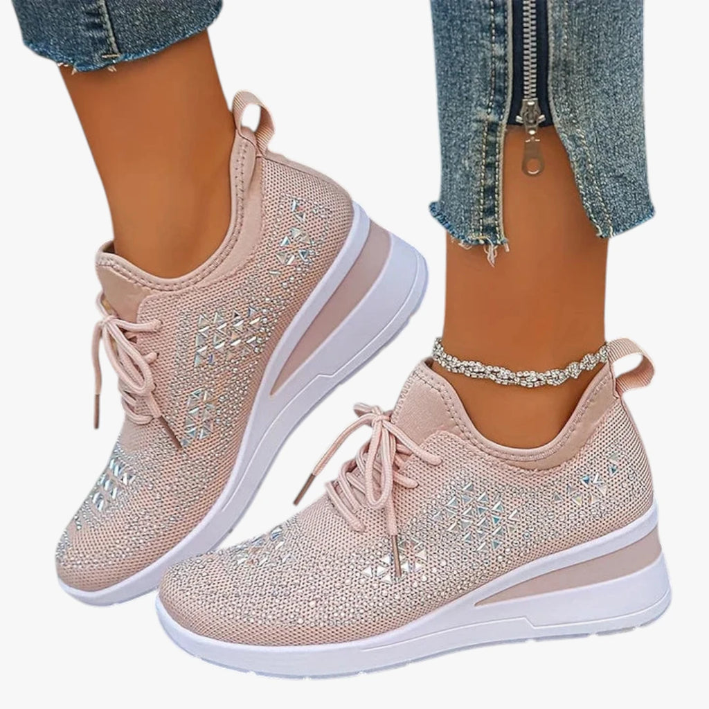 Dame Høje Glimmer Sneakers med Svangstøtte og Snøre