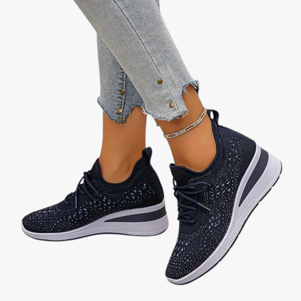 Dame Høje Glimmer Sneakers med Svangstøtte og Snøre