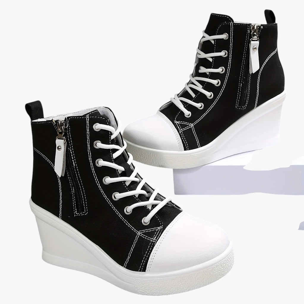 Dame Høje Lette Sneakers med Kilehæl og Snøre