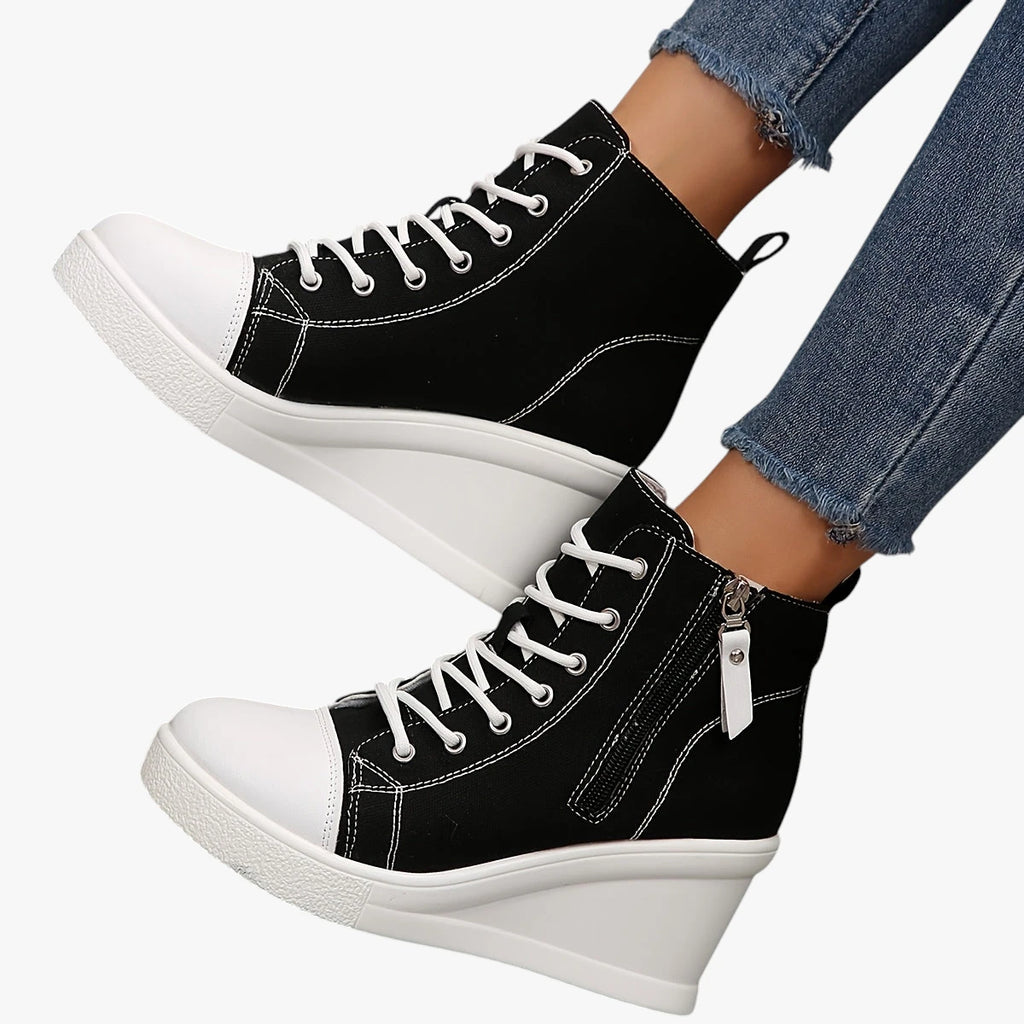 Dame Høje Lette Sneakers med Kilehæl og Snøre