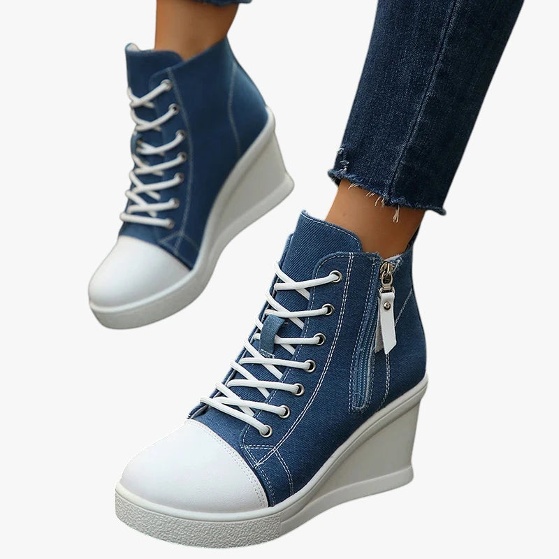 Dame Høje Lette Sneakers med Kilehæl og Snøre