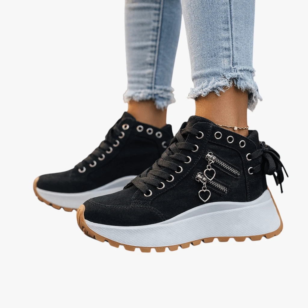Dame Høje Lette Sneakers med Lynlås og Snøre