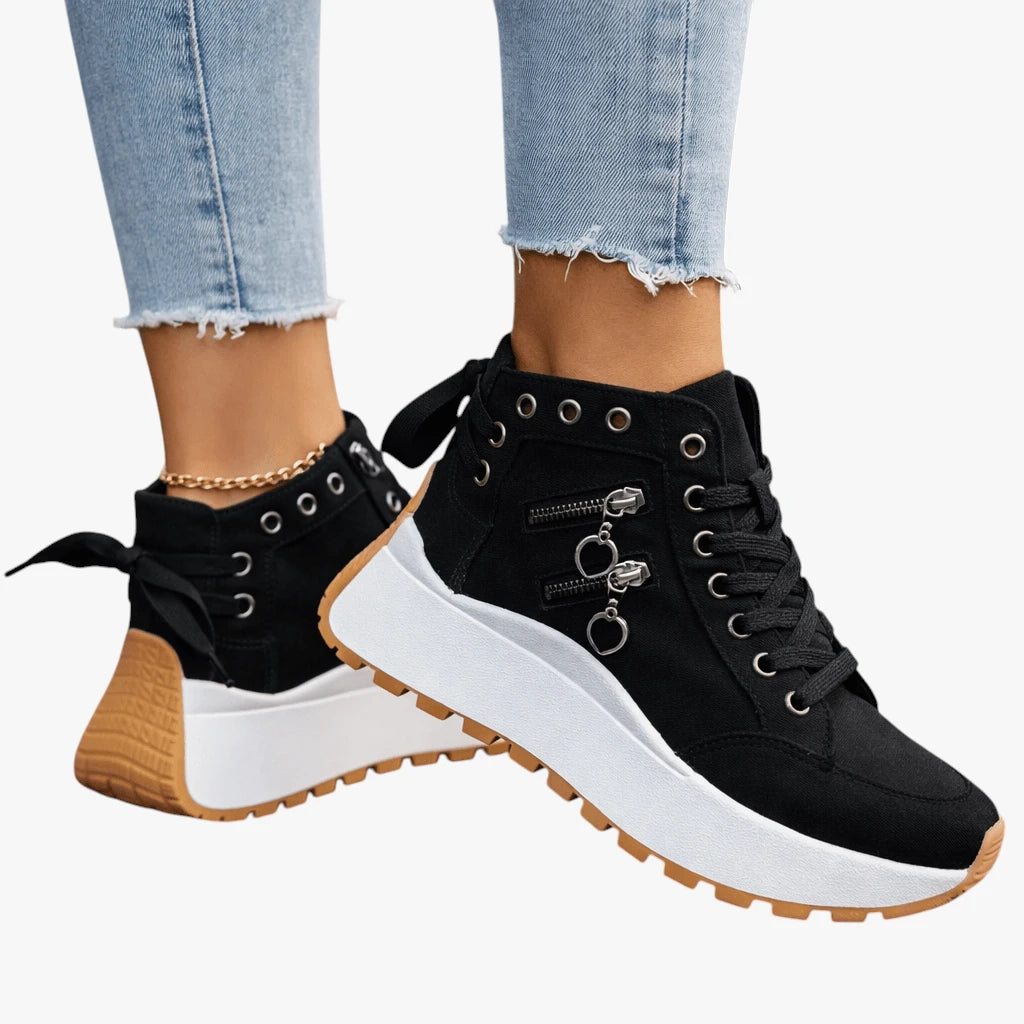 Dame Høje Lette Sneakers med Lynlås og Snøre