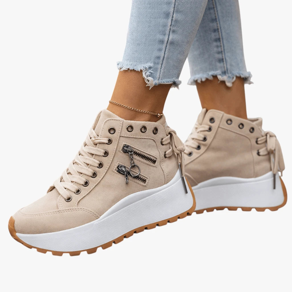 Dame Høje Lette Sneakers med Lynlås og Snøre