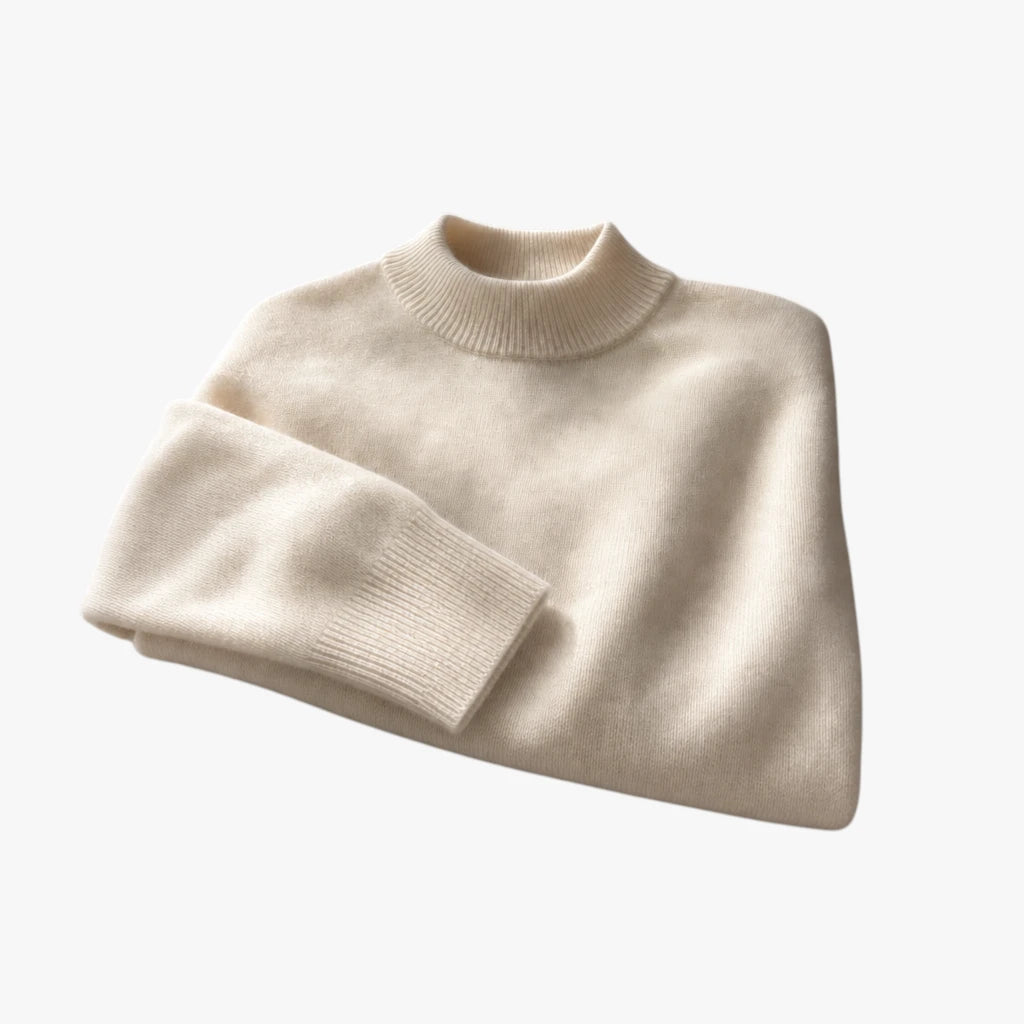 Dame Højhalset Sweater med Ribdetaljer