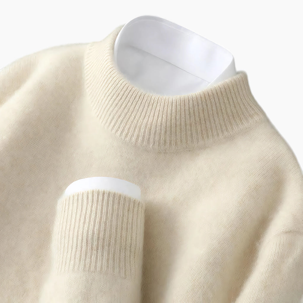 Dame Højhalset Sweater med Ribdetaljer