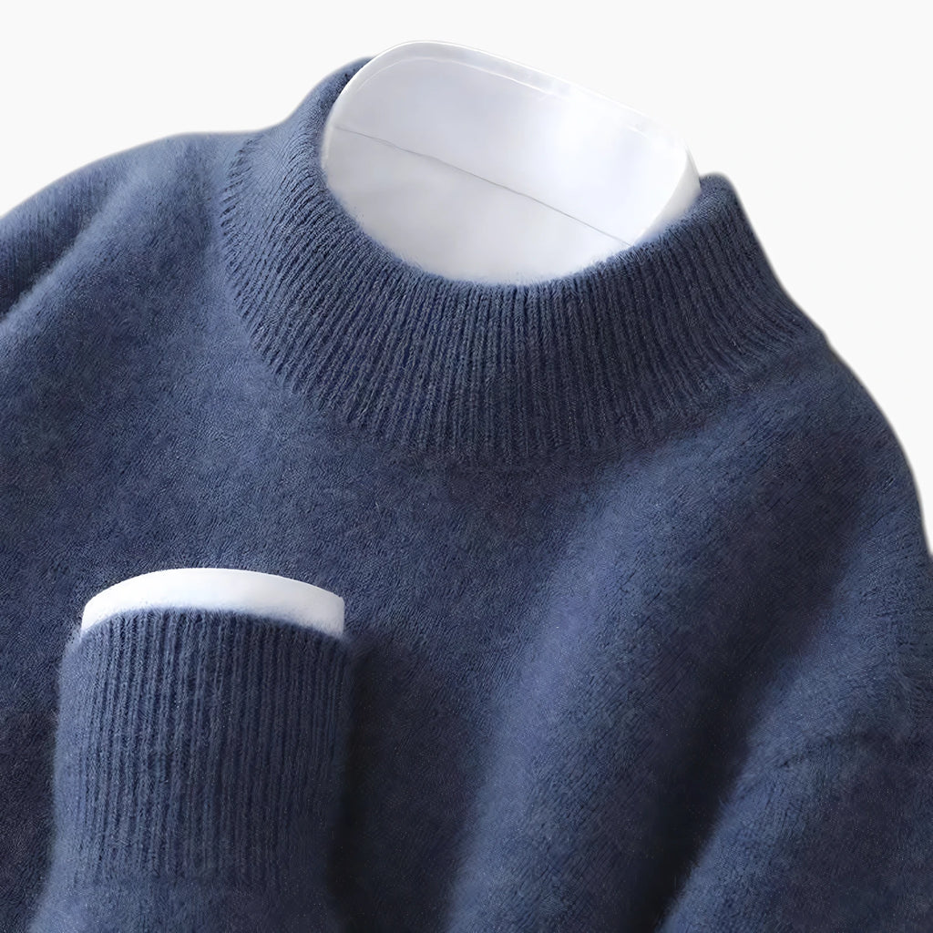Dame Højhalset Sweater med Ribdetaljer