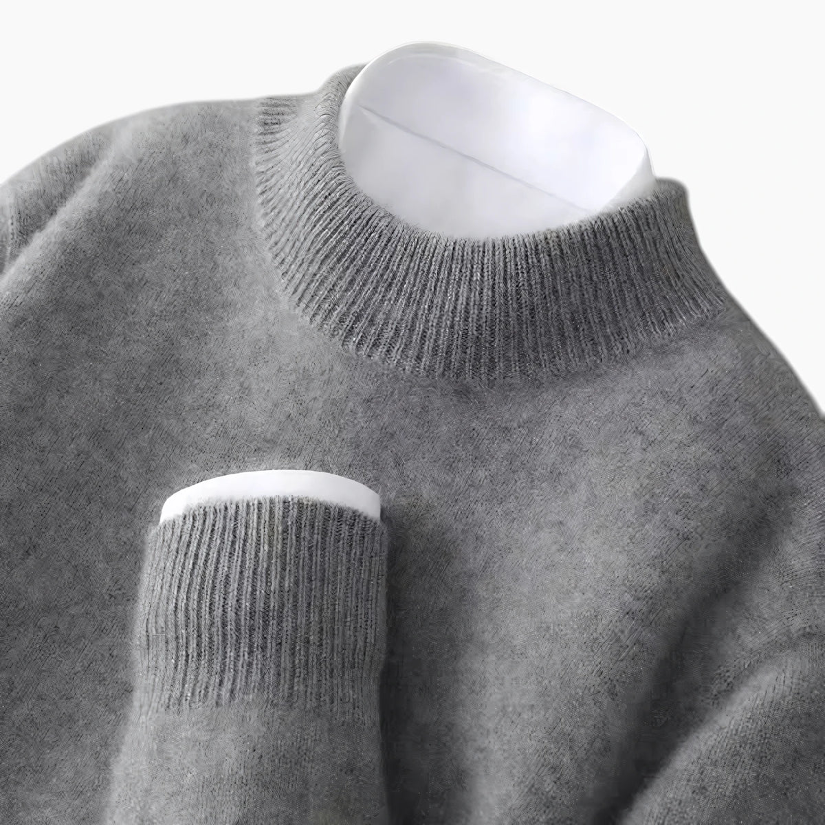Dame Højhalset Sweater med Ribdetaljer