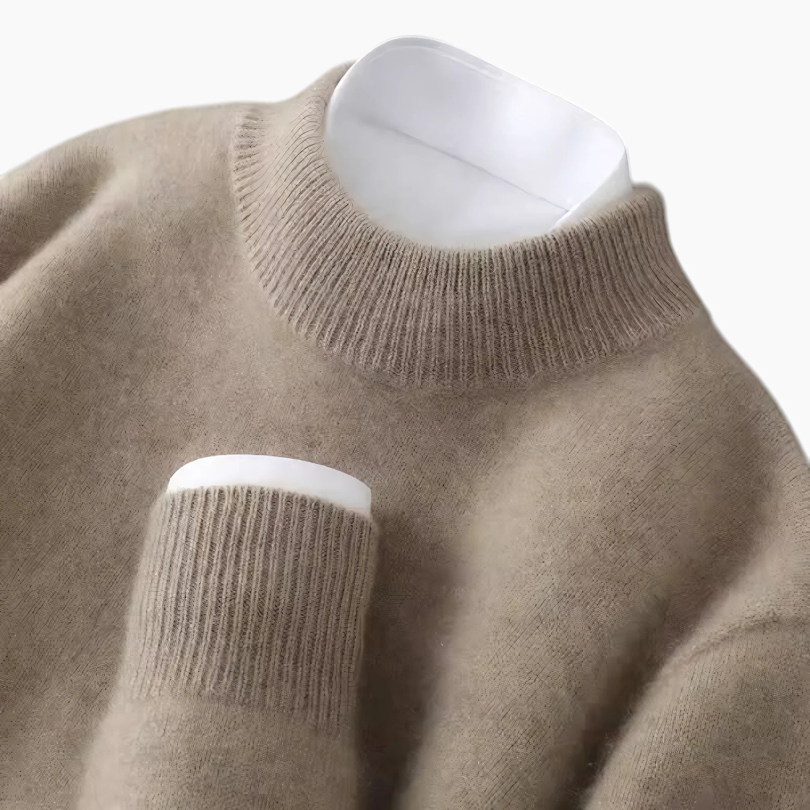 Dame Højhalset Sweater med Ribdetaljer