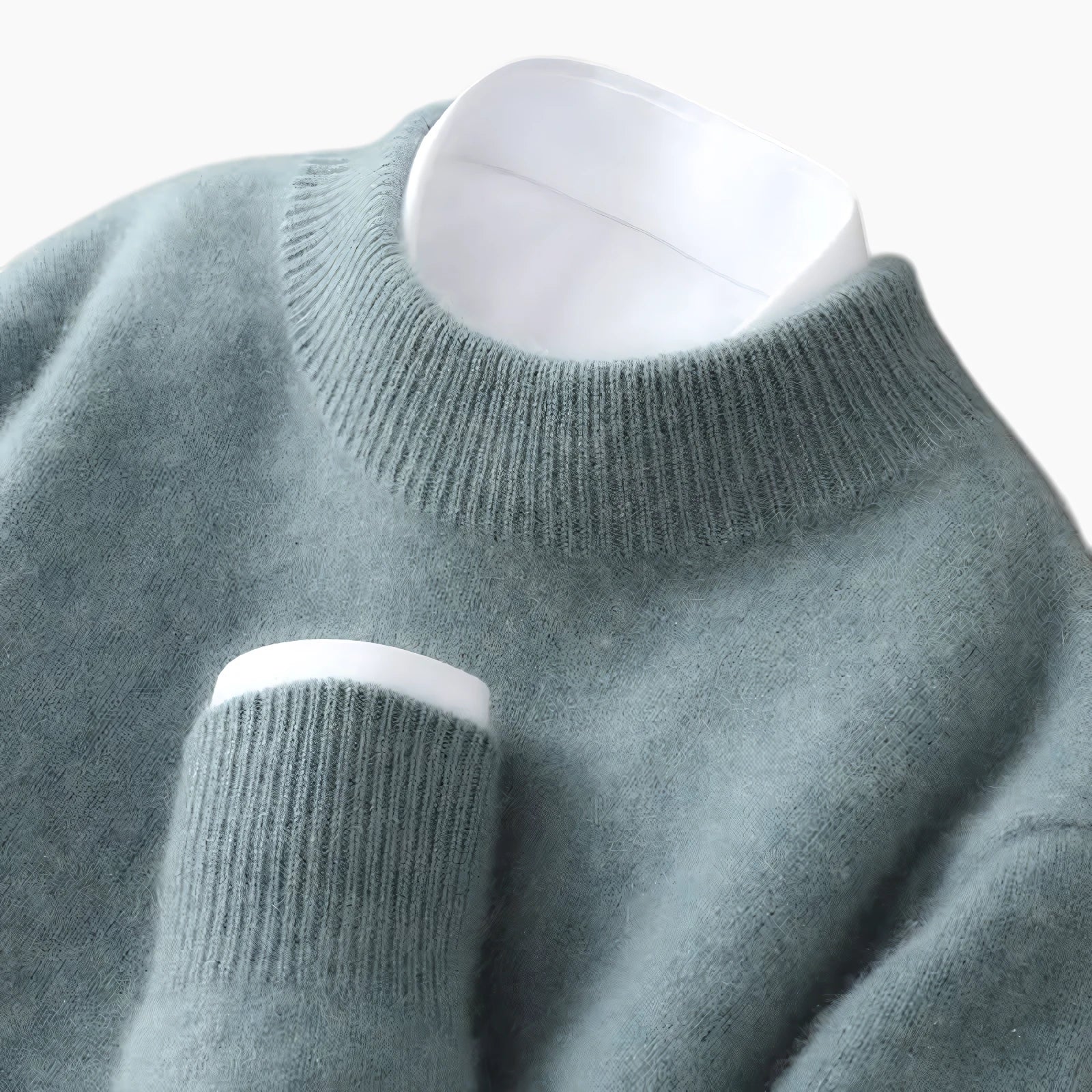 Dame Højhalset Sweater med Ribdetaljer