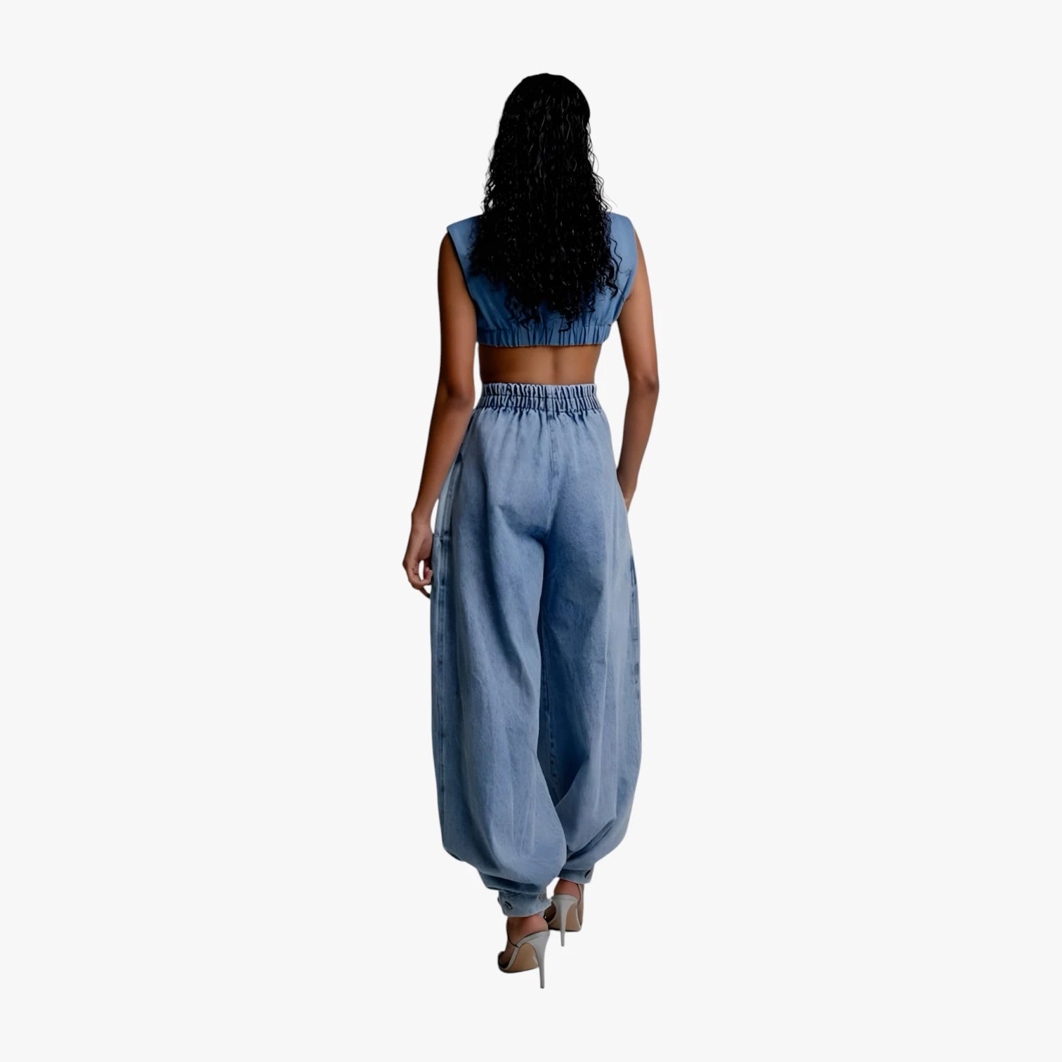 Dame Højtaljede Jeans med Læg og Vidde