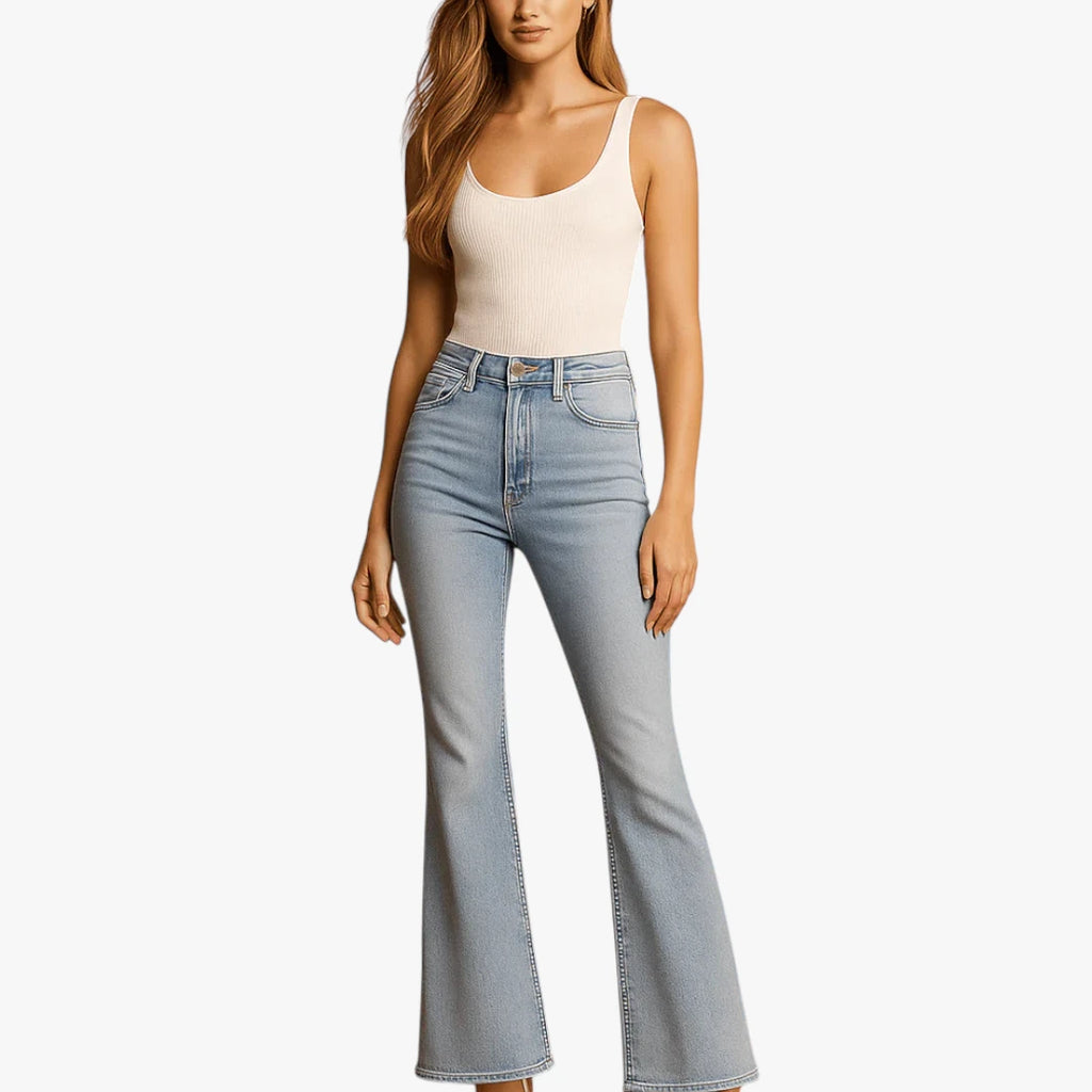 Dame Højtaljede Jeans med Svaj og Lommer
