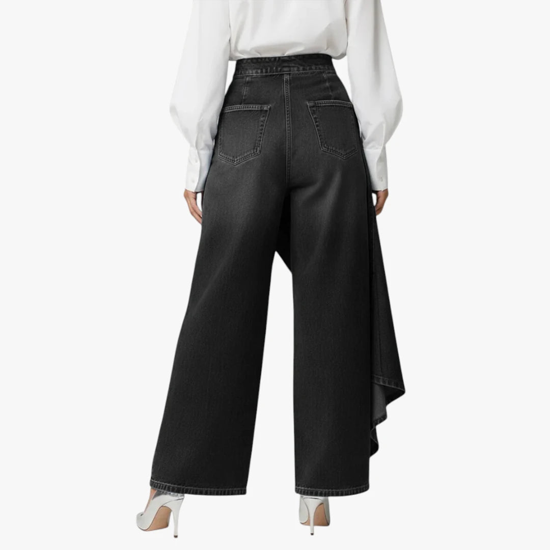 Dame Højtaljede Jeans med Vidde og Knapper