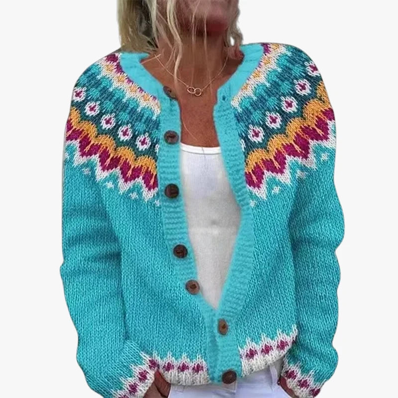 Dame Islandsk Cardigan med Knapper