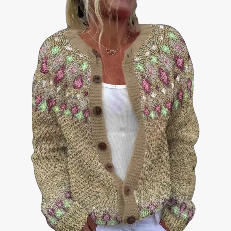 Dame Islandsk Cardigan med Knapper