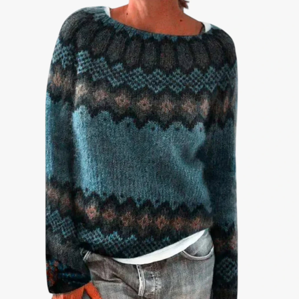Dame Islandsk Lang Sweater med Perlestrik