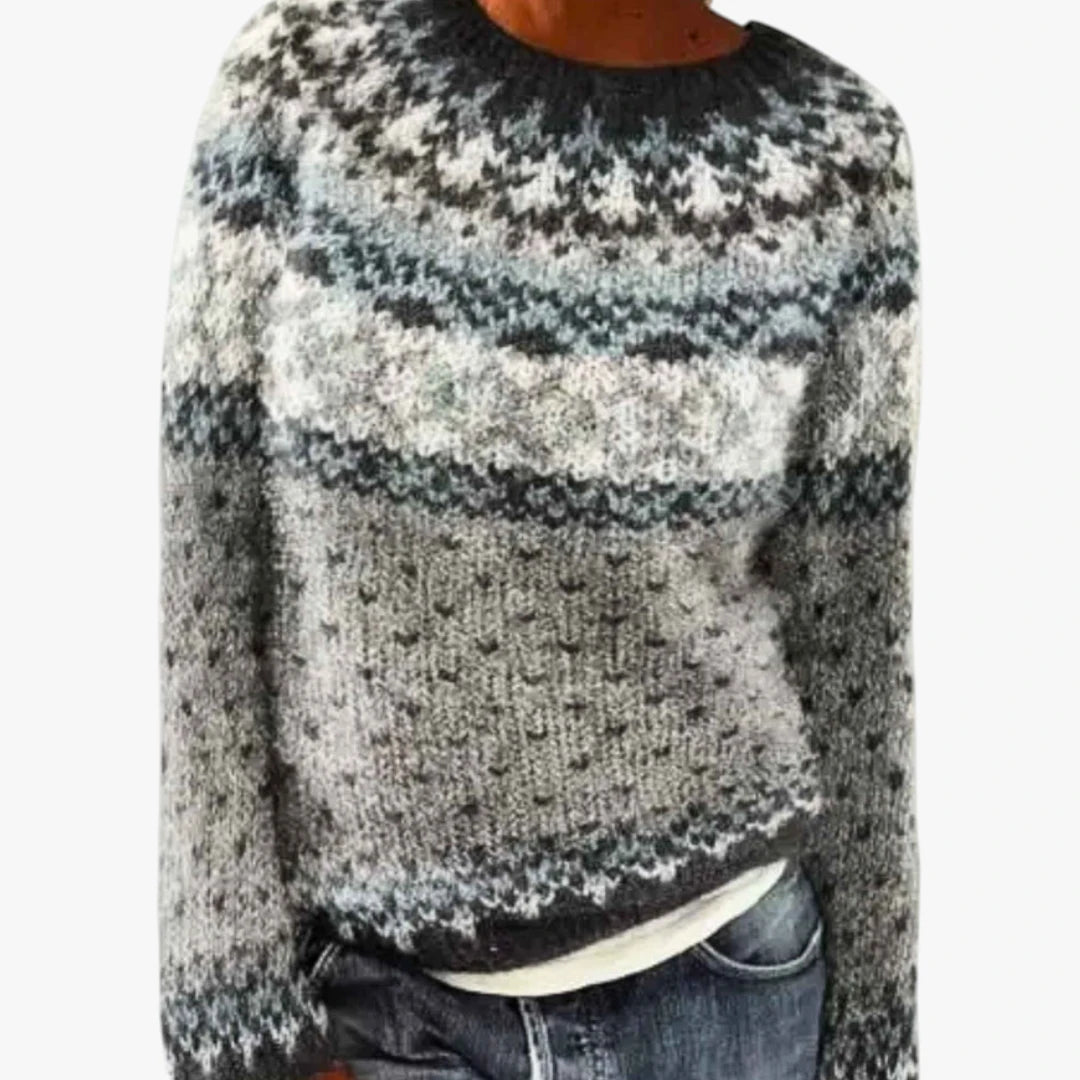 Dame Islandsk Lang Sweater med Perlestrik