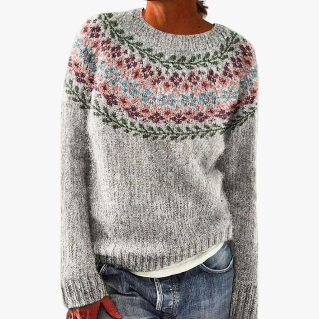 Dame Islandsk Lang Sweater med Perlestrik