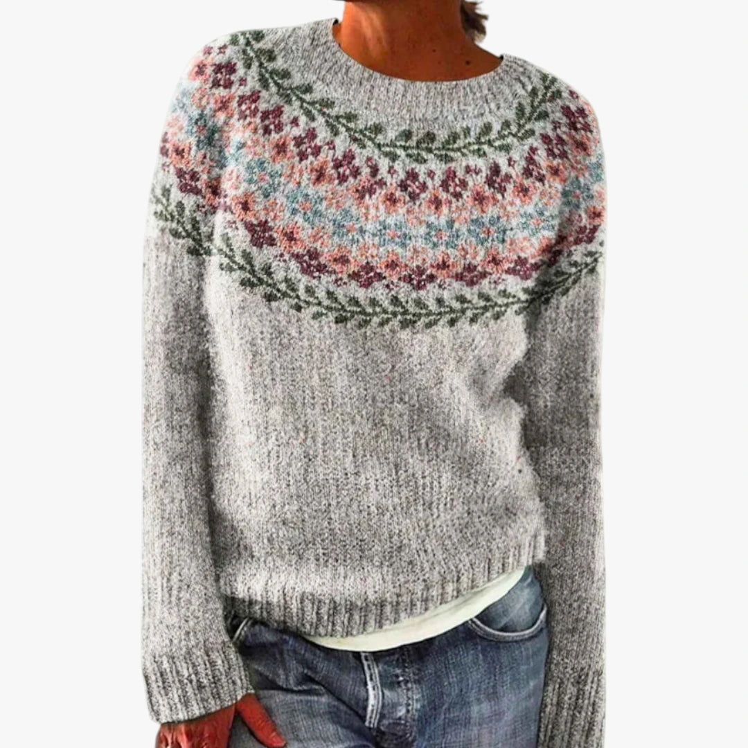 Dame Islandsk Lang Sweater med Perlestrik