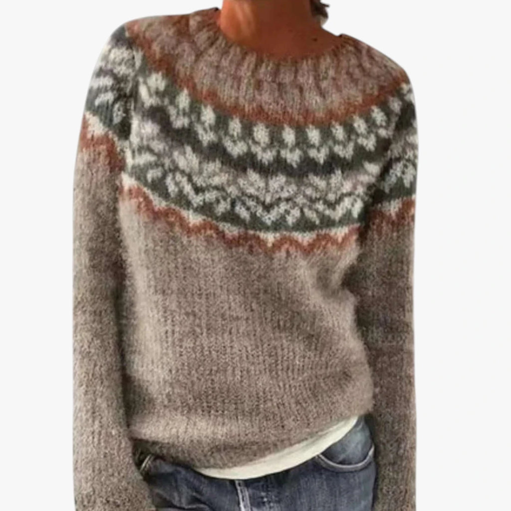 Dame Islandsk Lang Sweater med Perlestrik