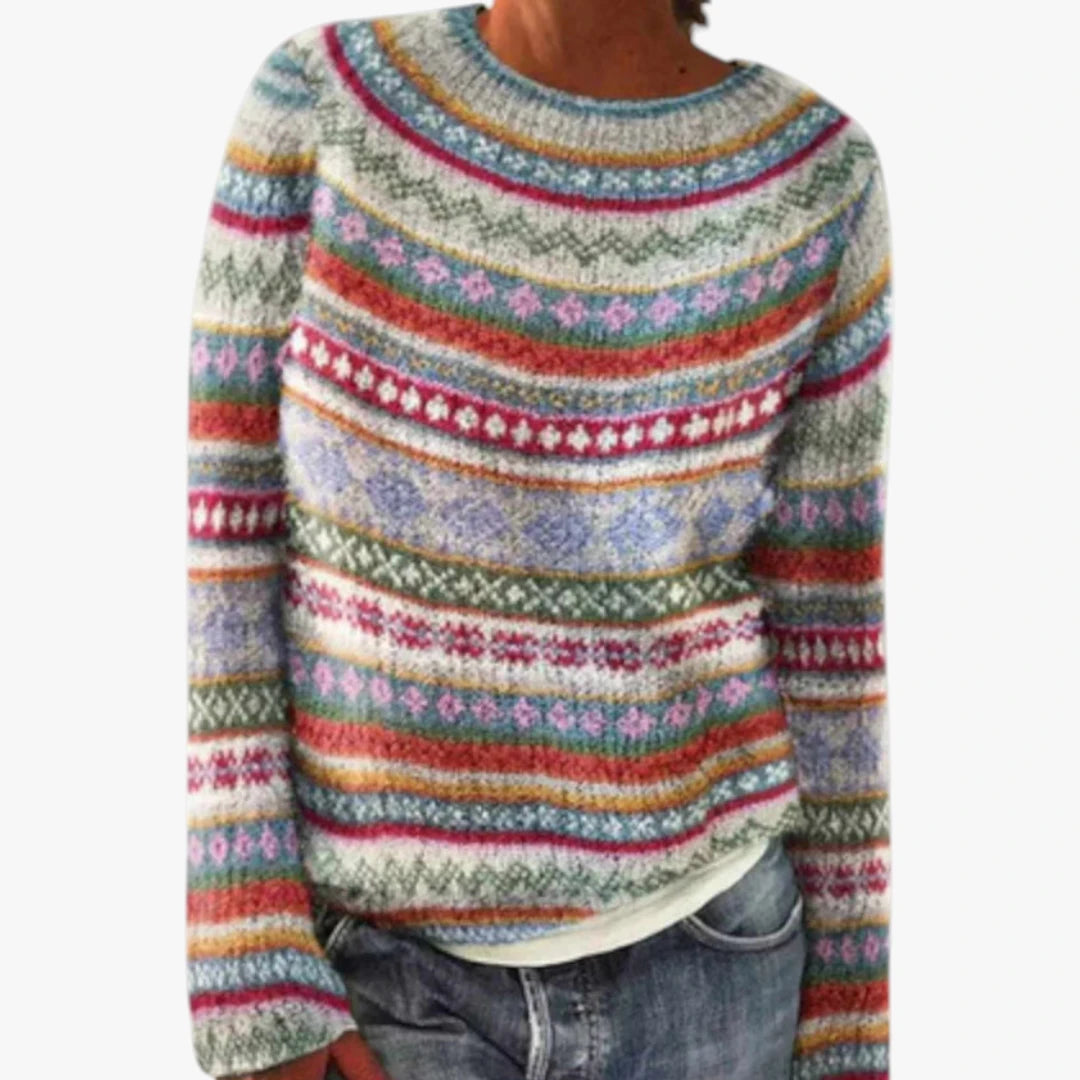 Dame Islandsk Lang Sweater med Perlestrik