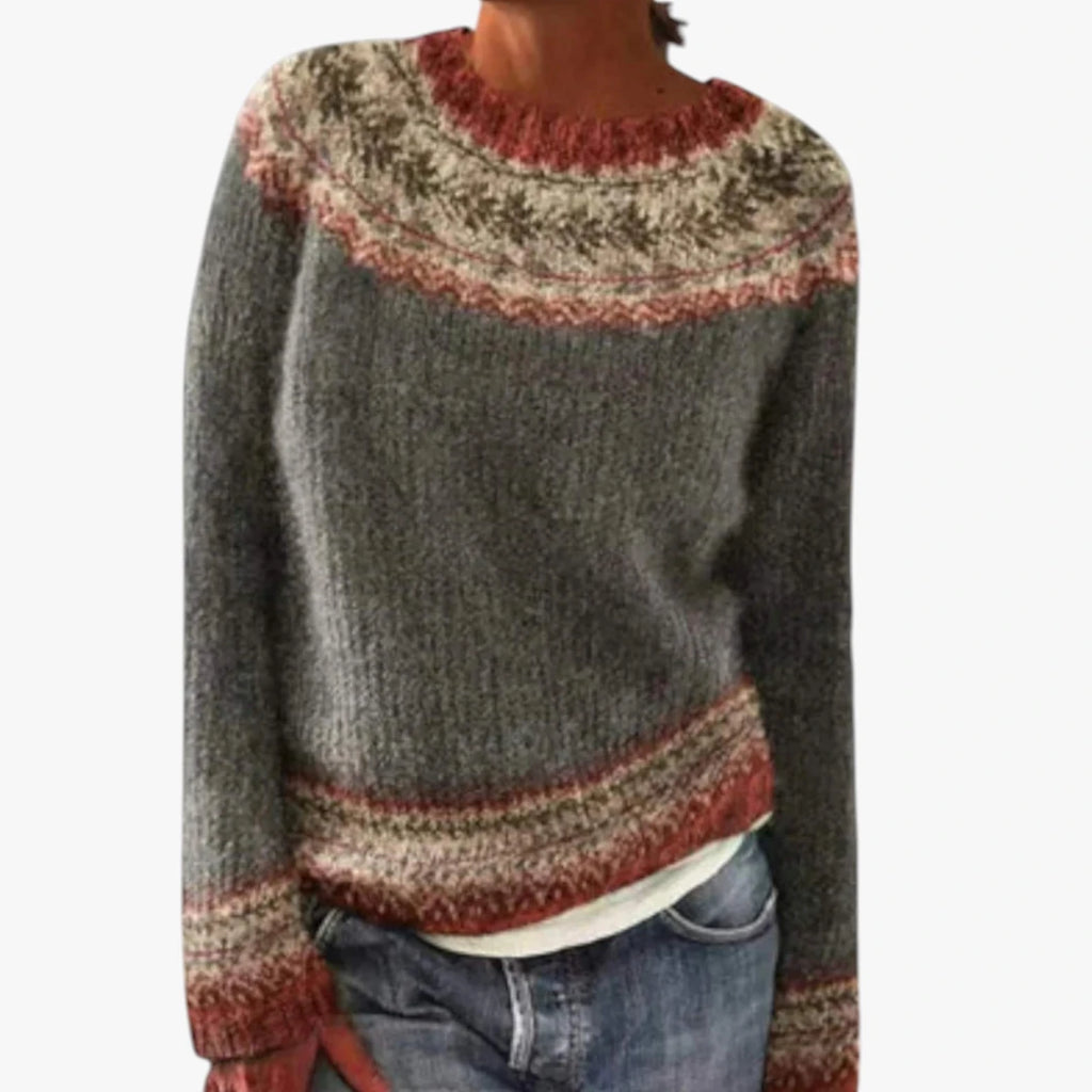 Dame Islandsk Lang Sweater med Perlestrik