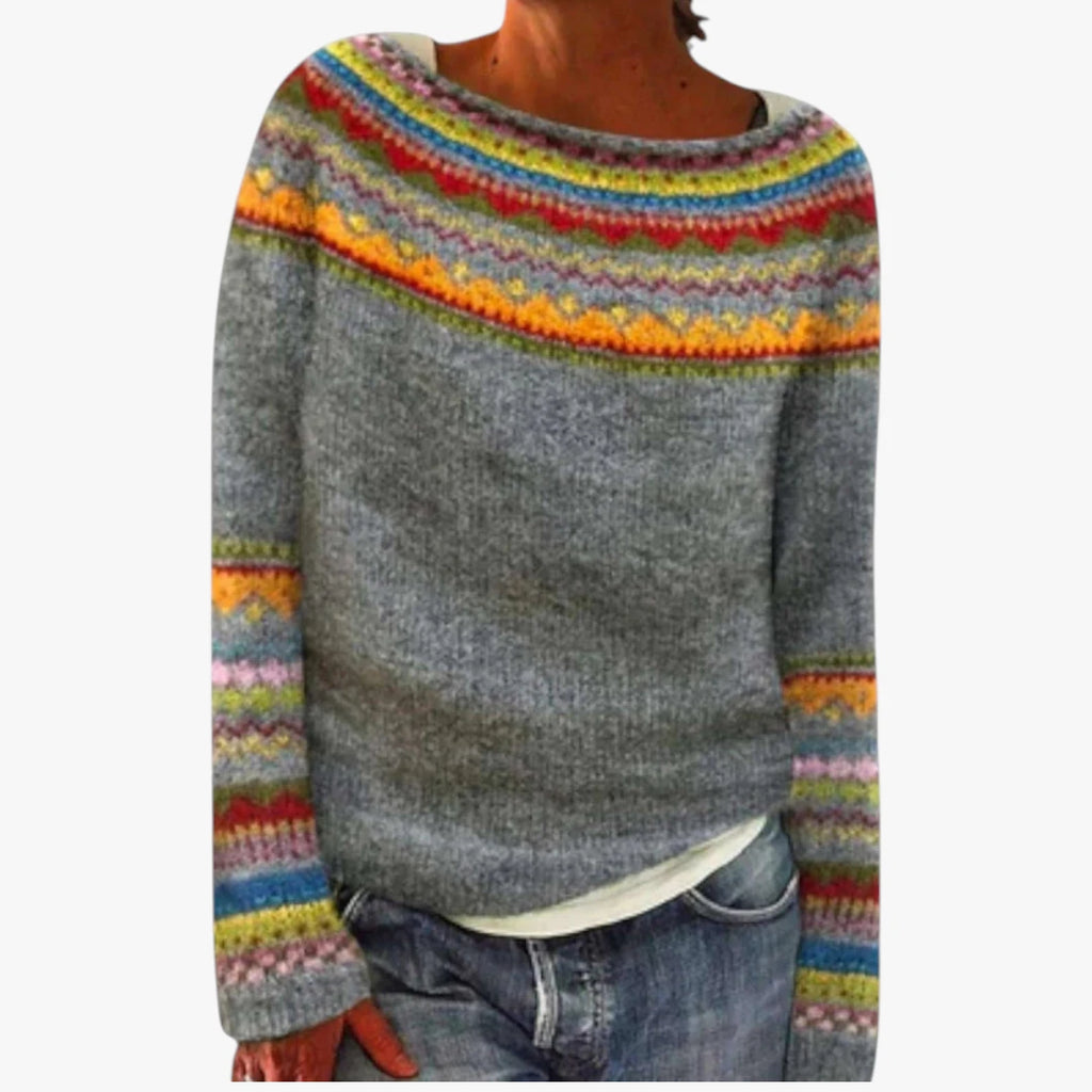Dame Islandsk Lang Sweater med Perlestrik