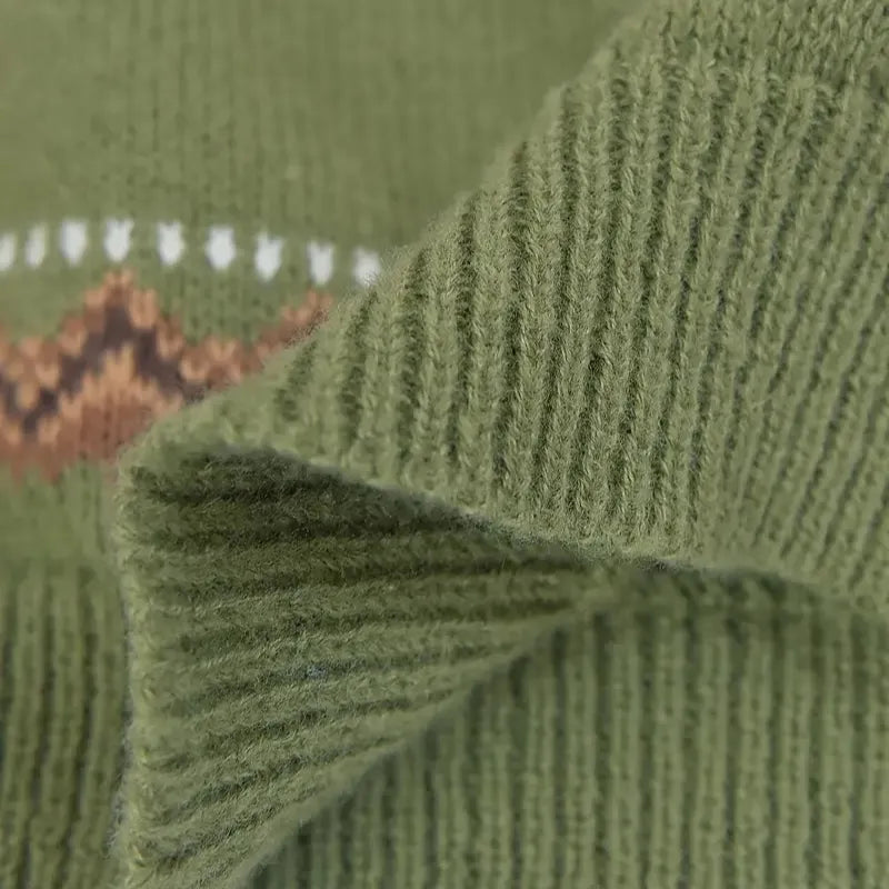 Dame Islandsk Sweater med Ribbet Kant
