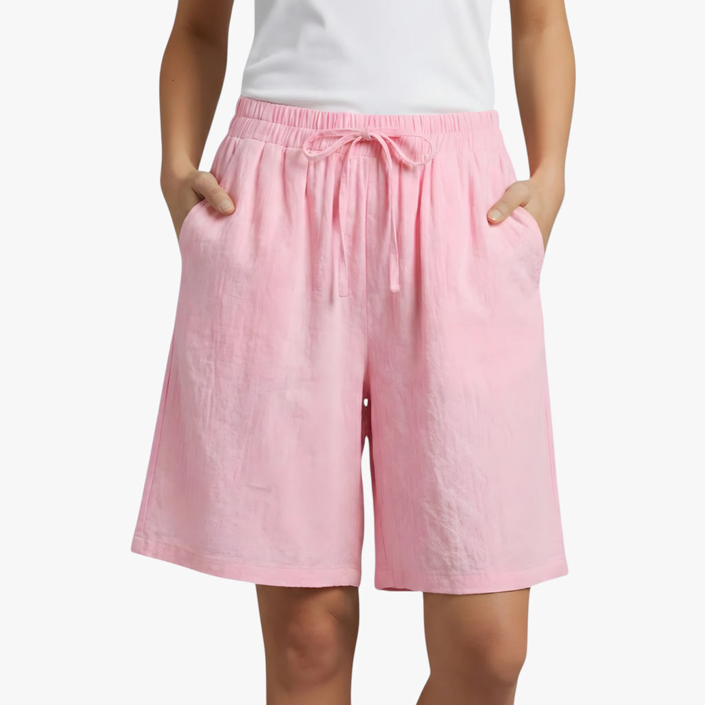 Dame Knælange Løse Shorts med Lommer og Sidelommer