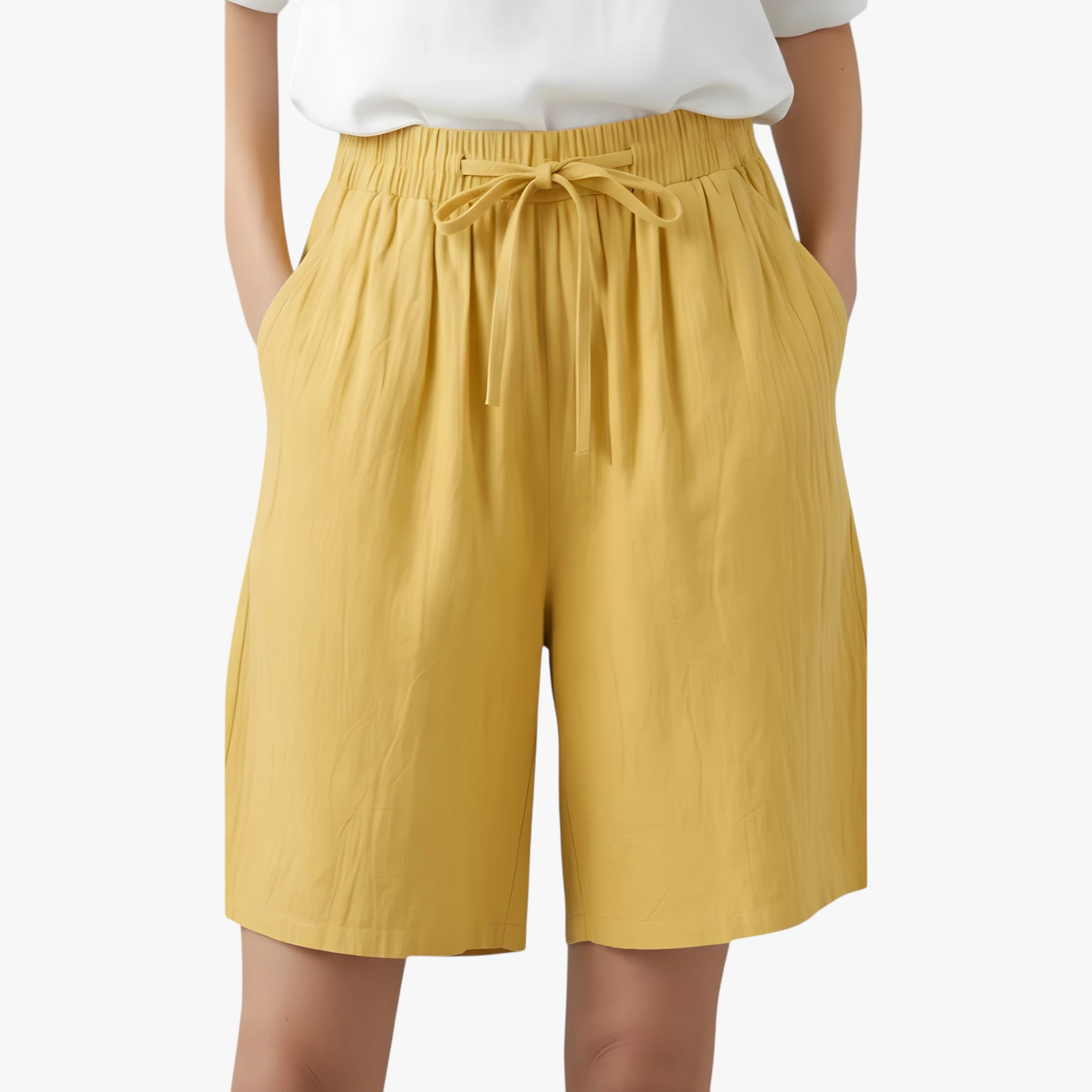 Dame Knælange Løse Shorts med Lommer og Sidelommer