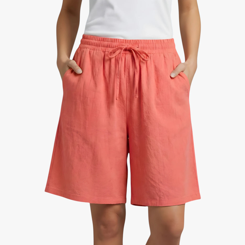 Dame Knælange Løse Shorts med Lommer og Sidelommer