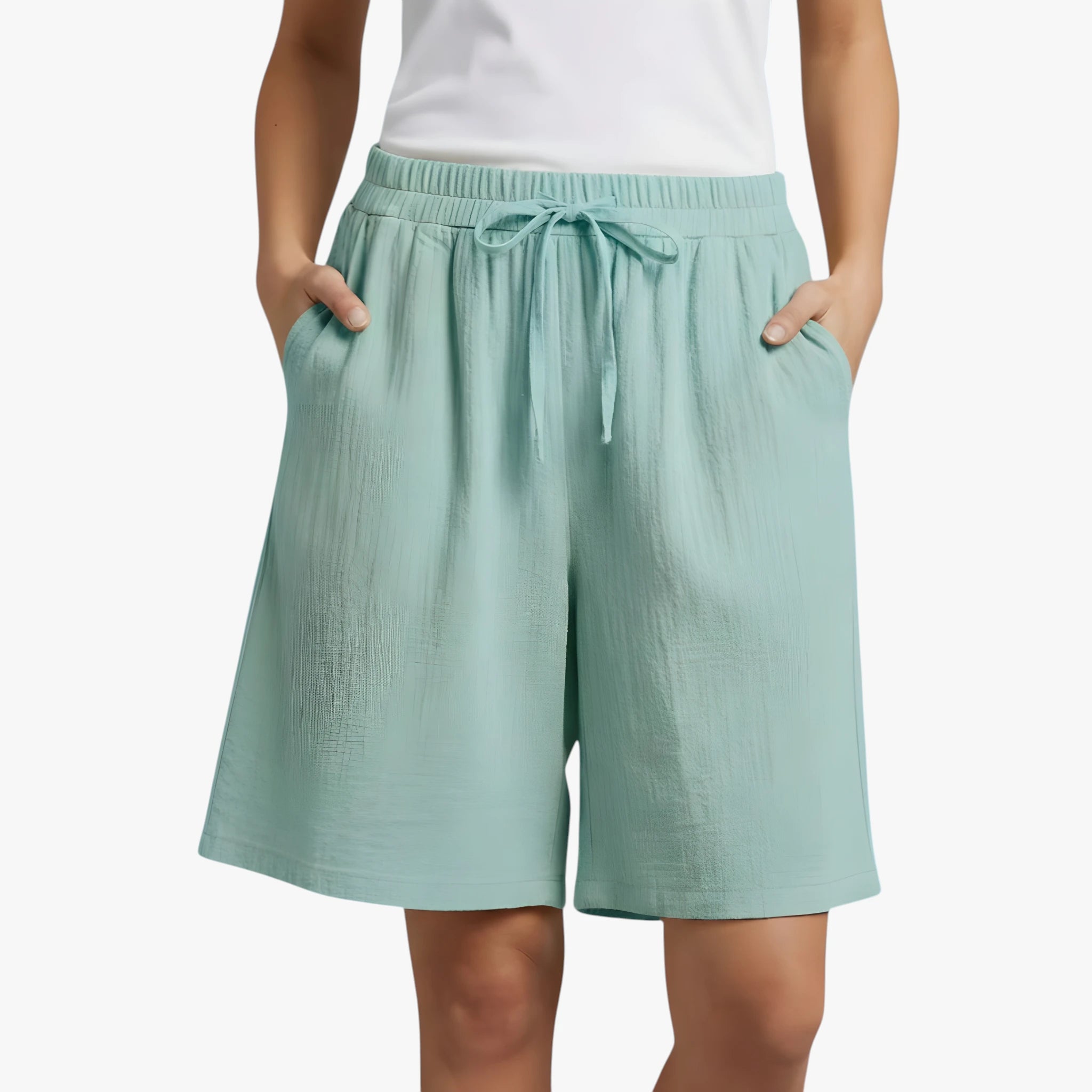 Dame Knælange Løse Shorts med Lommer og Sidelommer