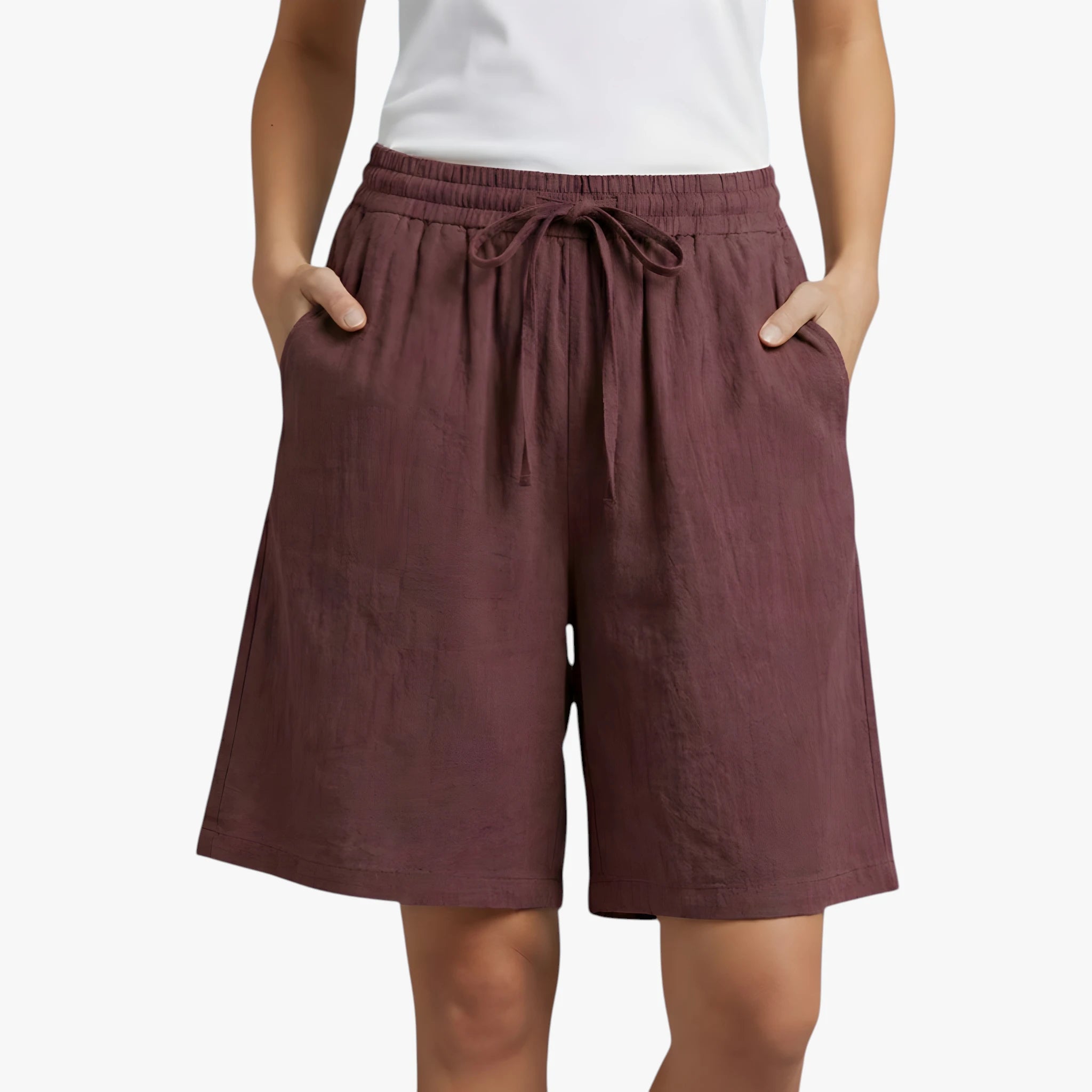 Dame Knælange Løse Shorts med Lommer og Sidelommer
