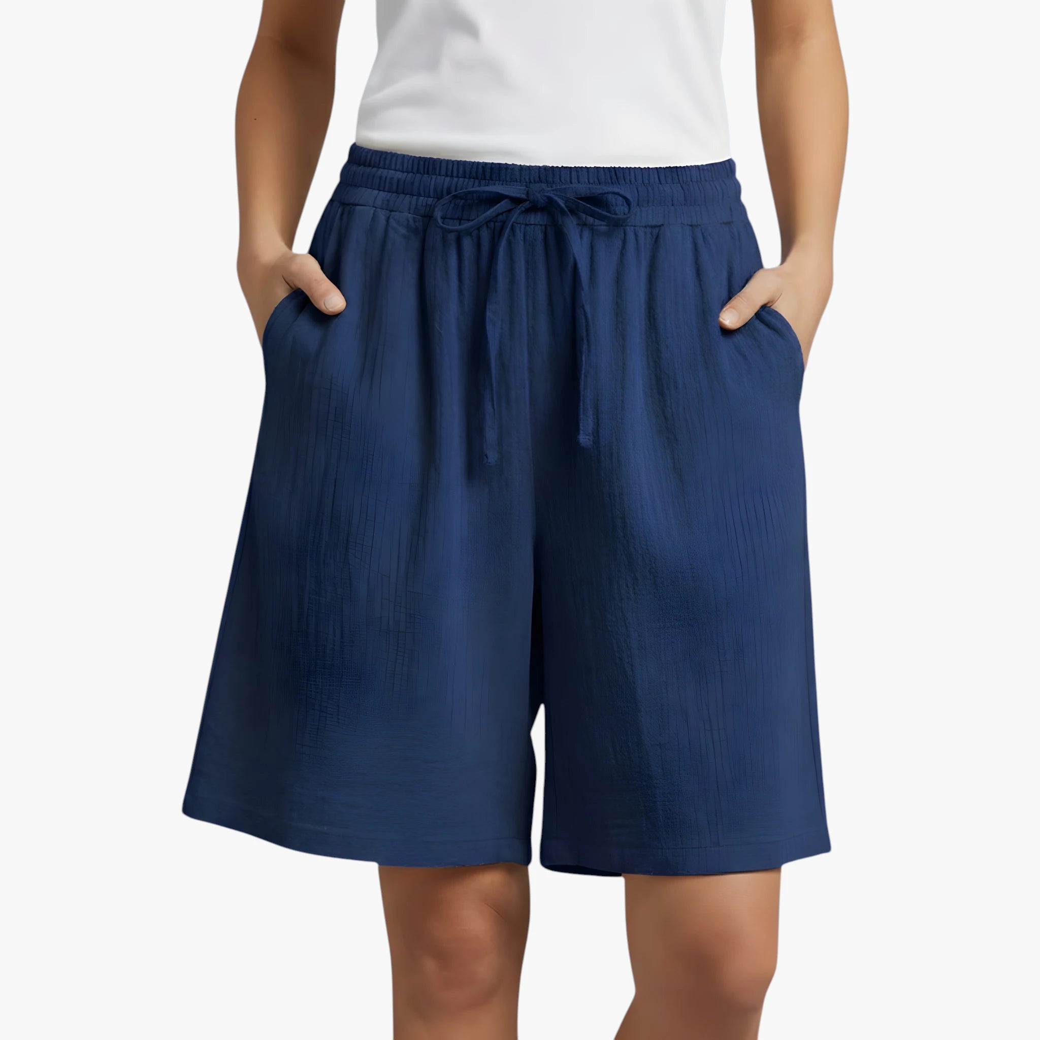 Dame Knælange Løse Shorts med Lommer og Sidelommer