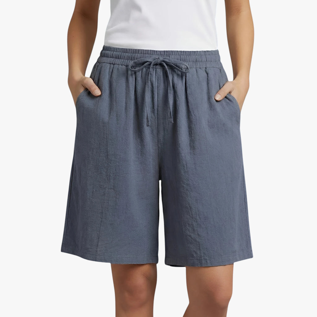 Dame Knælange Løse Shorts med Lommer og Sidelommer