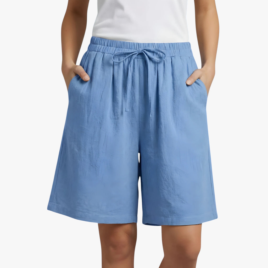 Dame Knælange Løse Shorts med Lommer og Sidelommer