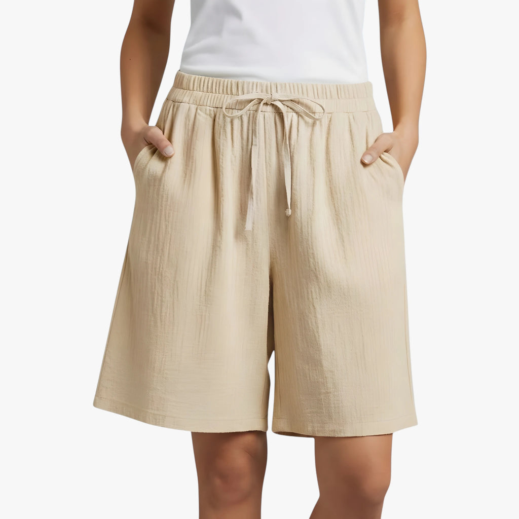 Dame Knælange Løse Shorts med Lommer og Sidelommer