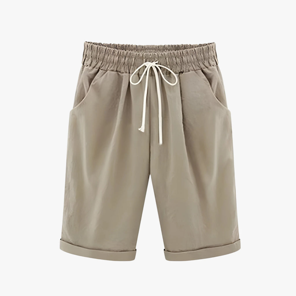 Dame Knælange Løse Shorts med Lommer og Snoretræk