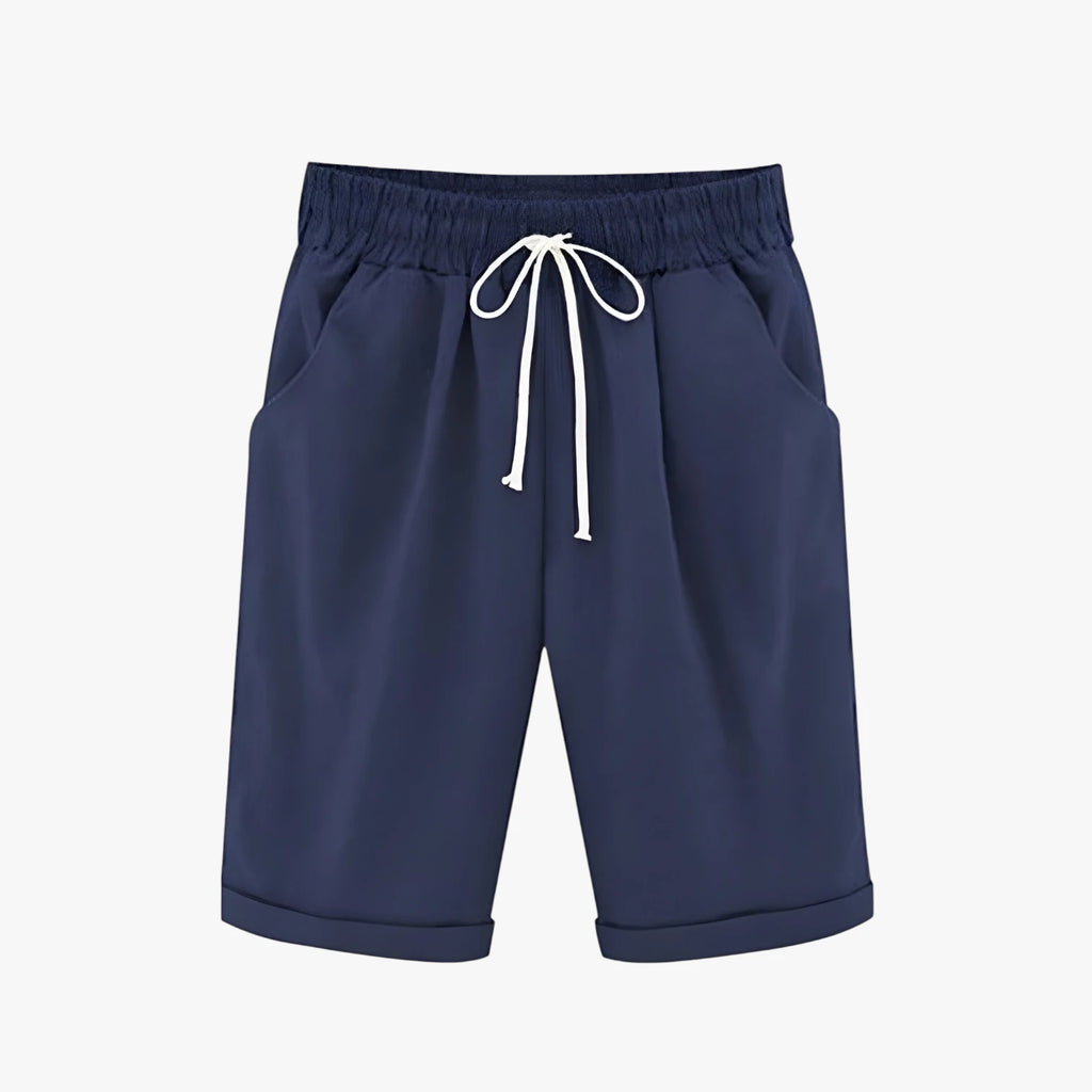 Dame Knælange Løse Shorts med Lommer og Snoretræk