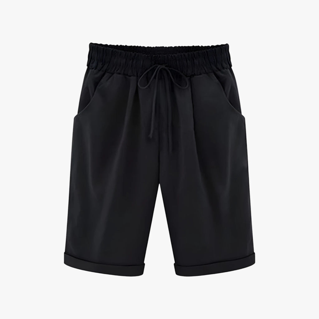 Dame Knælange Løse Shorts med Lommer og Snoretræk