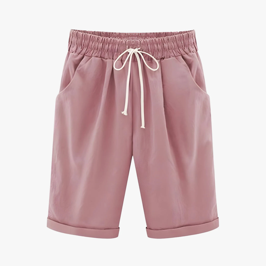 Dame Knælange Løse Shorts med Lommer og Snoretræk