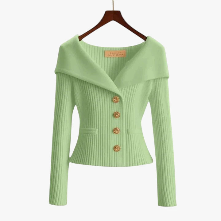 Dame Kort Cardigan med V-Hals
