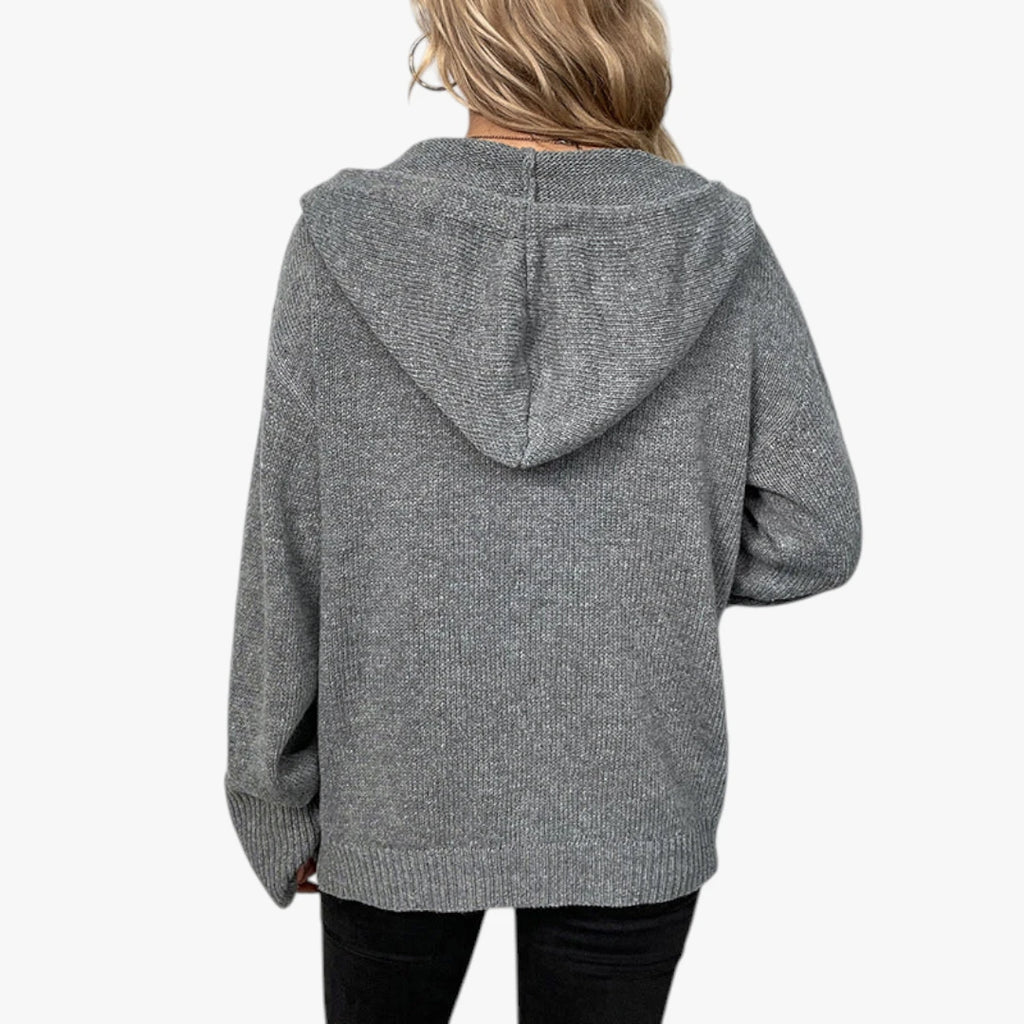 Dame Lang Cardigan med Hætte