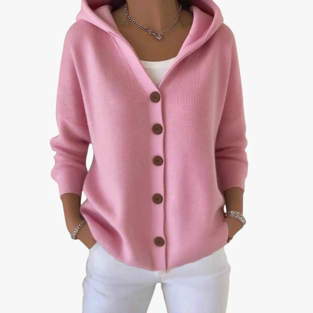 Dame Lang Cardigan med Hætte