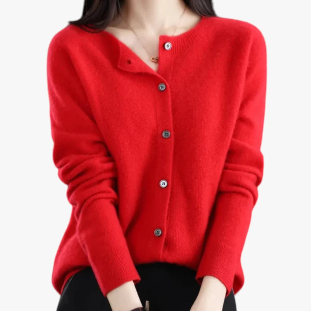 Dame Tynd Cardigan med Knapper