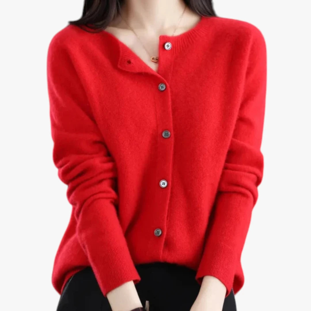 Dame Tynd Cardigan med Knapper