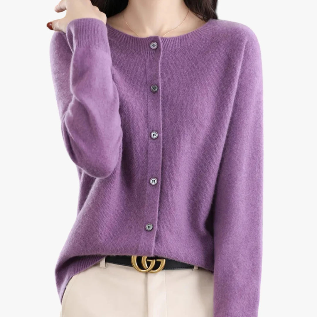 Dame Tynd Cardigan med Knapper