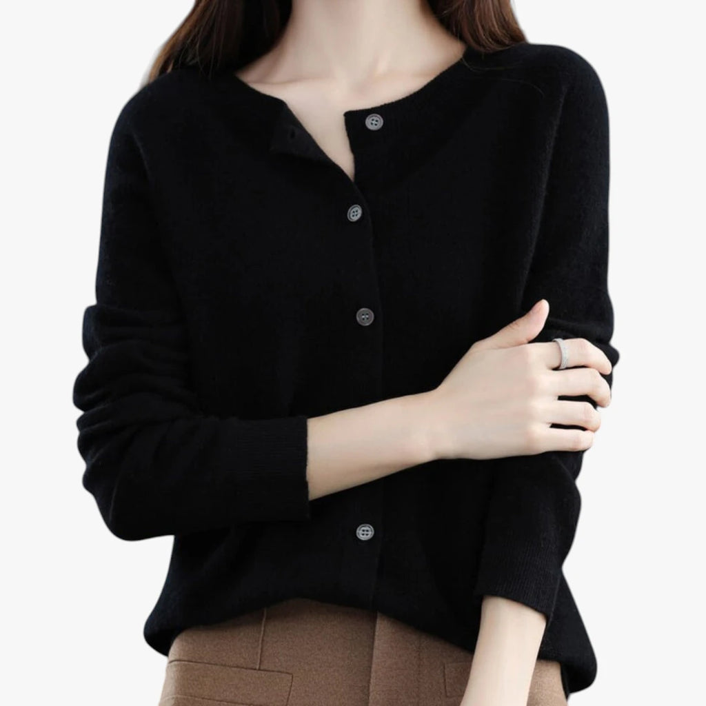 Dame Tynd Cardigan med Knapper